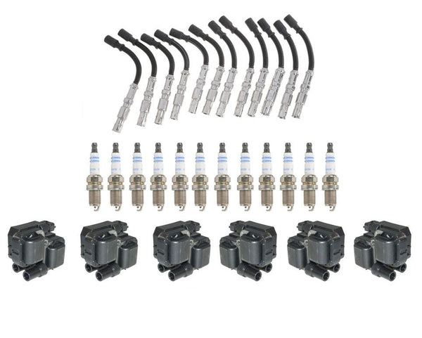 Ignition Coils Spark Plug Wire Set 12 Bch Platinum Plugs for 01-05 C240 Mercedes
