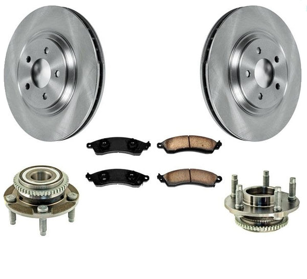 Front Disc Brake Rotor & Ceramic Pads Hub Bearings for 94-04 Mustang Cobra 5pc