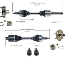 Frt CV Axle Shafts Hub & Bearings BJ For 01-08 Escape 3.0L Automatic (No Hybrid)