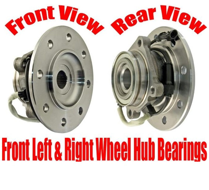(2) 100% New Front Wheel Hub Bearing for 96-00 4 Wheel Drive K3500 Chevy Pick Up