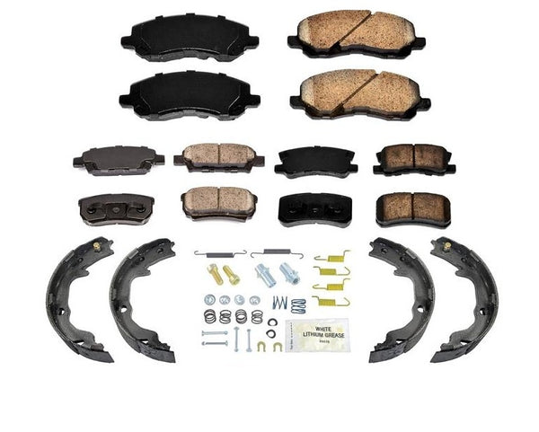 Frt & Rr Ceramic Brake Pads Parking Shoes 5pc Kit Fits for Jeep Compass 07-17