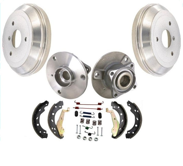 for 08-15 Smart Car Fortwo Rear Brake Drums & Rear Brake Shoes Hub Bearings 6pc