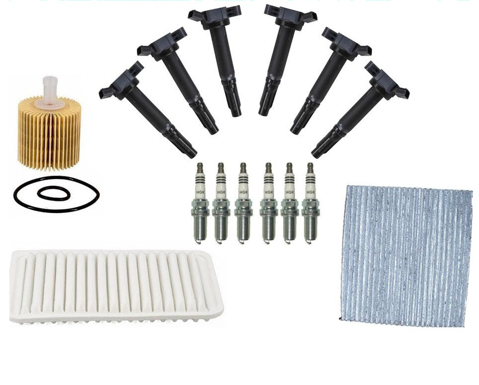 Ignition Coils Spark Plugs Oil Air Cabin Filter for Toyota Highlander 3.5L 08-12