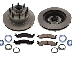 Front Brake Rotors Bearings Pads For 1995-2007 Ford E250 Econoline 4 Wheel ABS