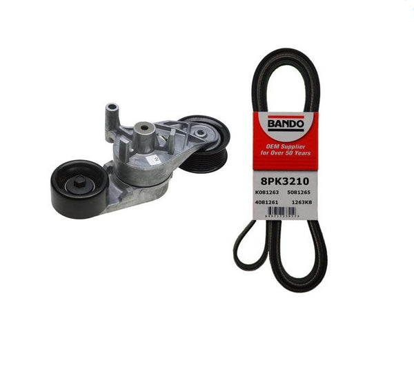 Engine Belt Tensioner & Serpentine Belt For Ford F-250 F-350 6.0 Turbo 2003-2007
