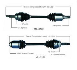 Transmisión automática de ejes Cv delanteros 100% nuevos para Mitsubishi Eclipse 3.8 06-12