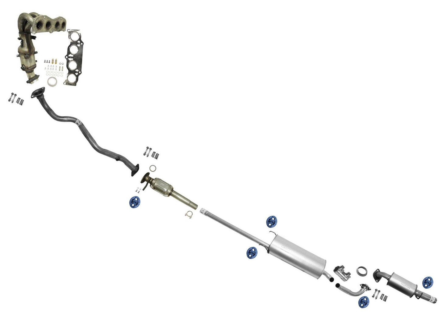 (2) Catalytic Converters Pipe Muffler Resonator for Toyota Highlander 2.4 04-07