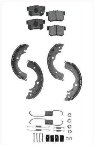 Fits 2003-2007 Honda Accord FrontCeramic Brake Pads & Rear Brake Shoes Hardware