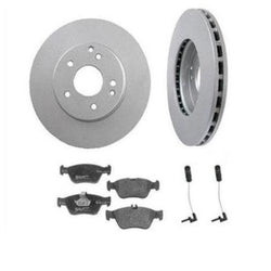 98-04 Mercedes SLK230 (2) Front Vented Brake Rotors & Front Brake Pads & Sensors