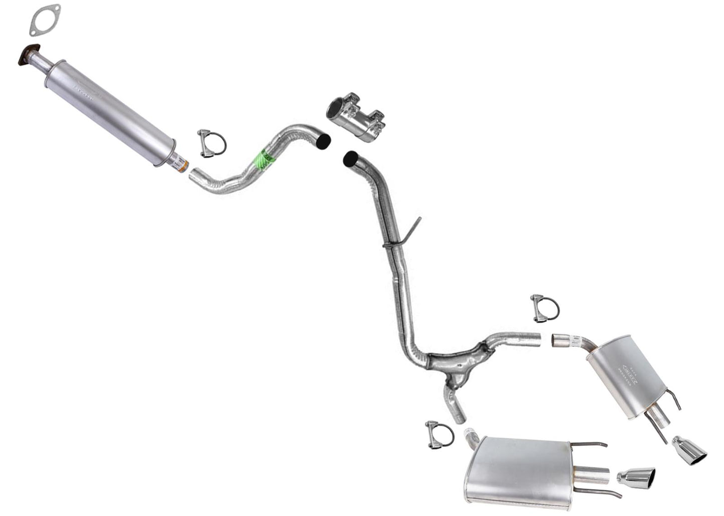 Resonator Ext. Pipe Dual Muffler Exhaust System for Chevrolet Malibu LTZ 13-15