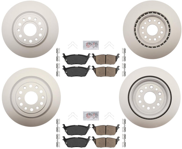 Front & Rear Coated Brake Rotors & Galvanized Brake Pads For 2019-2024 RAM 1500