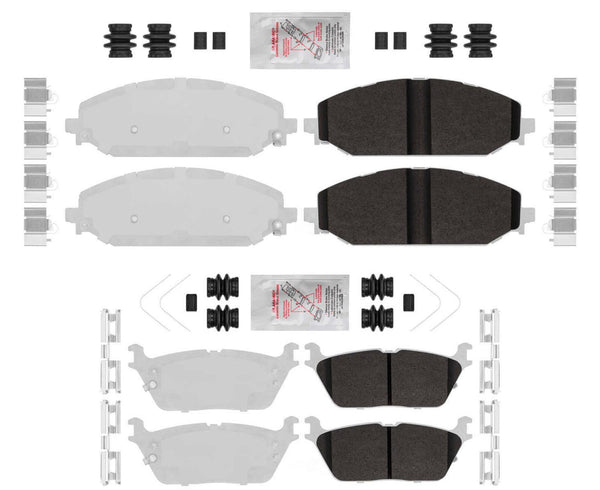 Fleet Duty Front & Rear Galvanized Brake Pads Hardware For RAM 1500 2019-2024