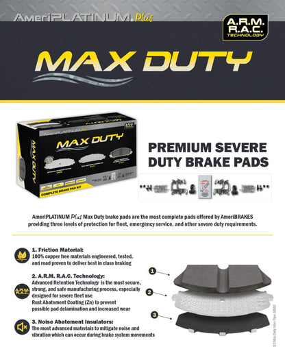 Fleet Duty Front & Rear Galvanized Brake Pads Hardware For RAM 1500 2019-2024