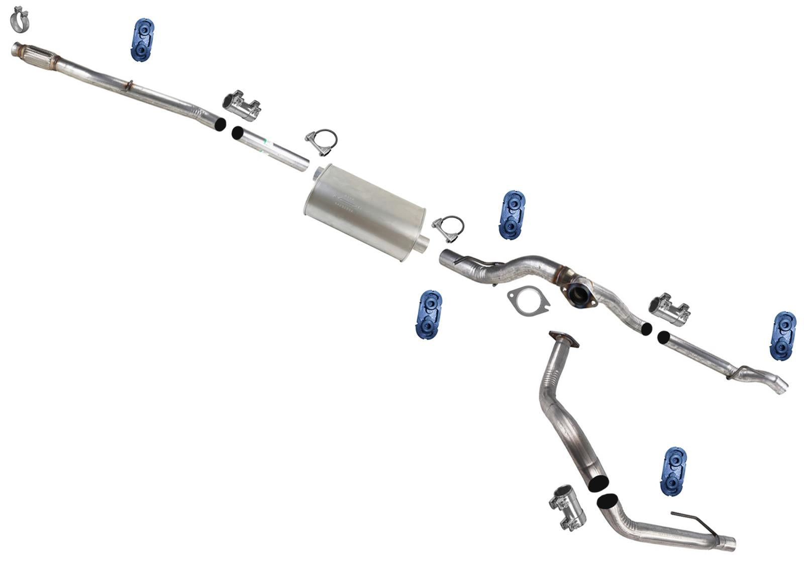 Pipe Muffler Dual Tail Pipe Exhaust for Silverado 2019-2023 157.0" Wheelbase 5.3