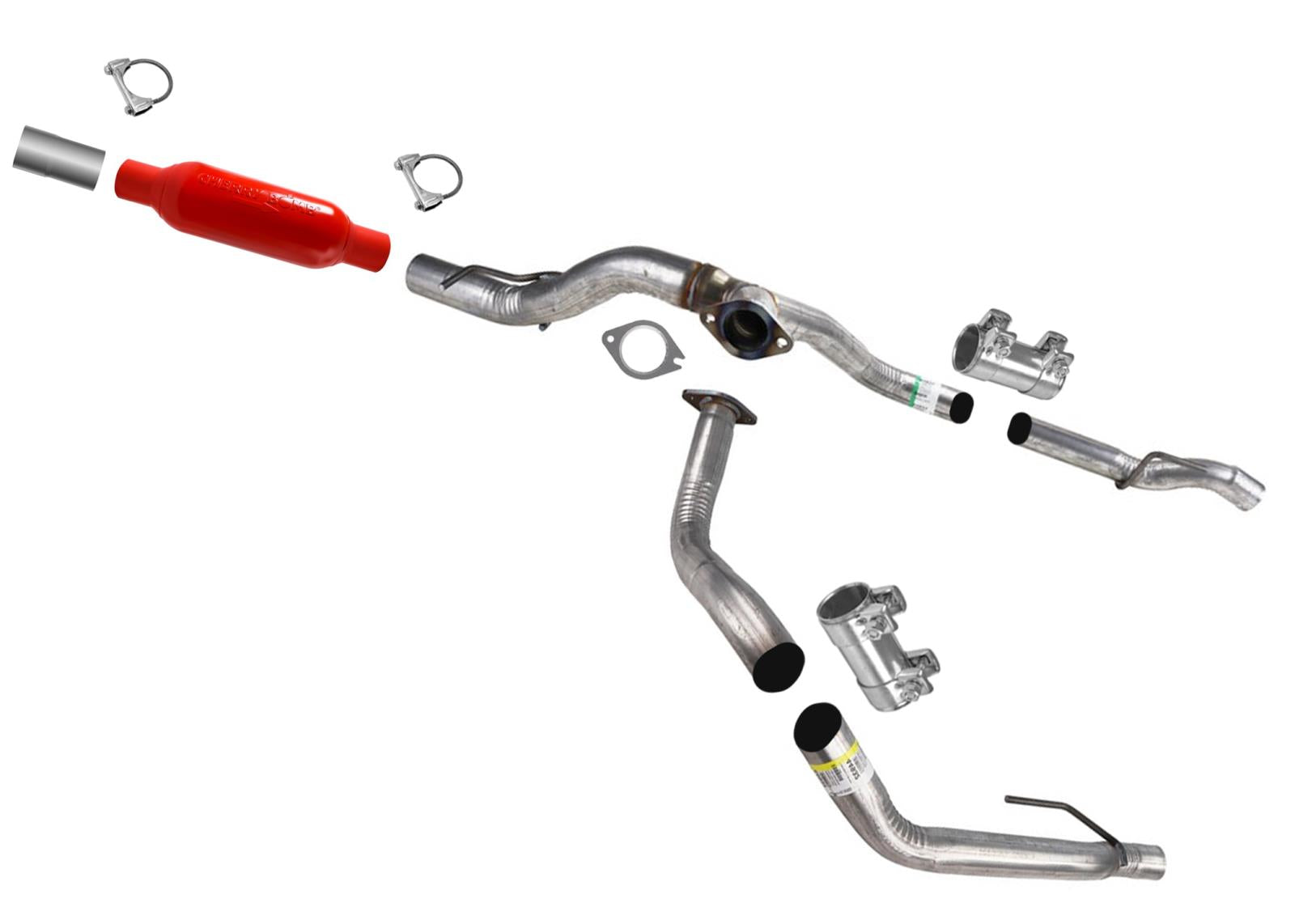 Weld On M80 Cherry Bomb Muffler Dual Tail Pipe for GM Silverado 2019-2023 5.3L