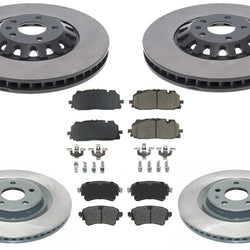 Front & Rear Coated Front Disc Brake Rotors Pads For Audi A6 Allroad 2020 2021