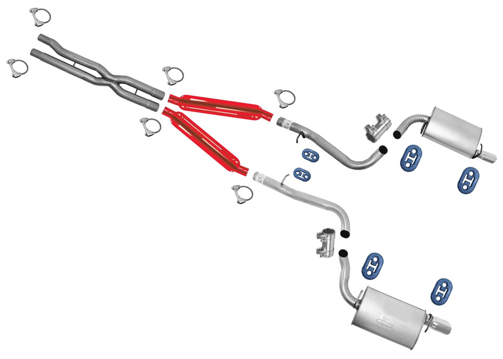 Dual Cherry Bomb Muffler Exhaust System For Dodge Charger 2006-2010 5.7L