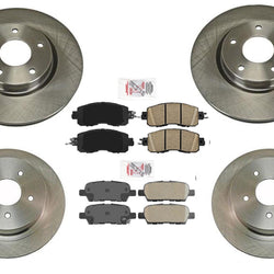 Rotores de freno delantero y trasero y pastillas de cerámica para Nissan Altima 2014-2020
