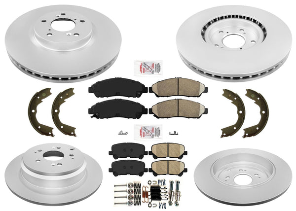 Front & Rear Brake Rotors & Ceramic Brake Pads For Honda Pilot 2012 13 2014 2015