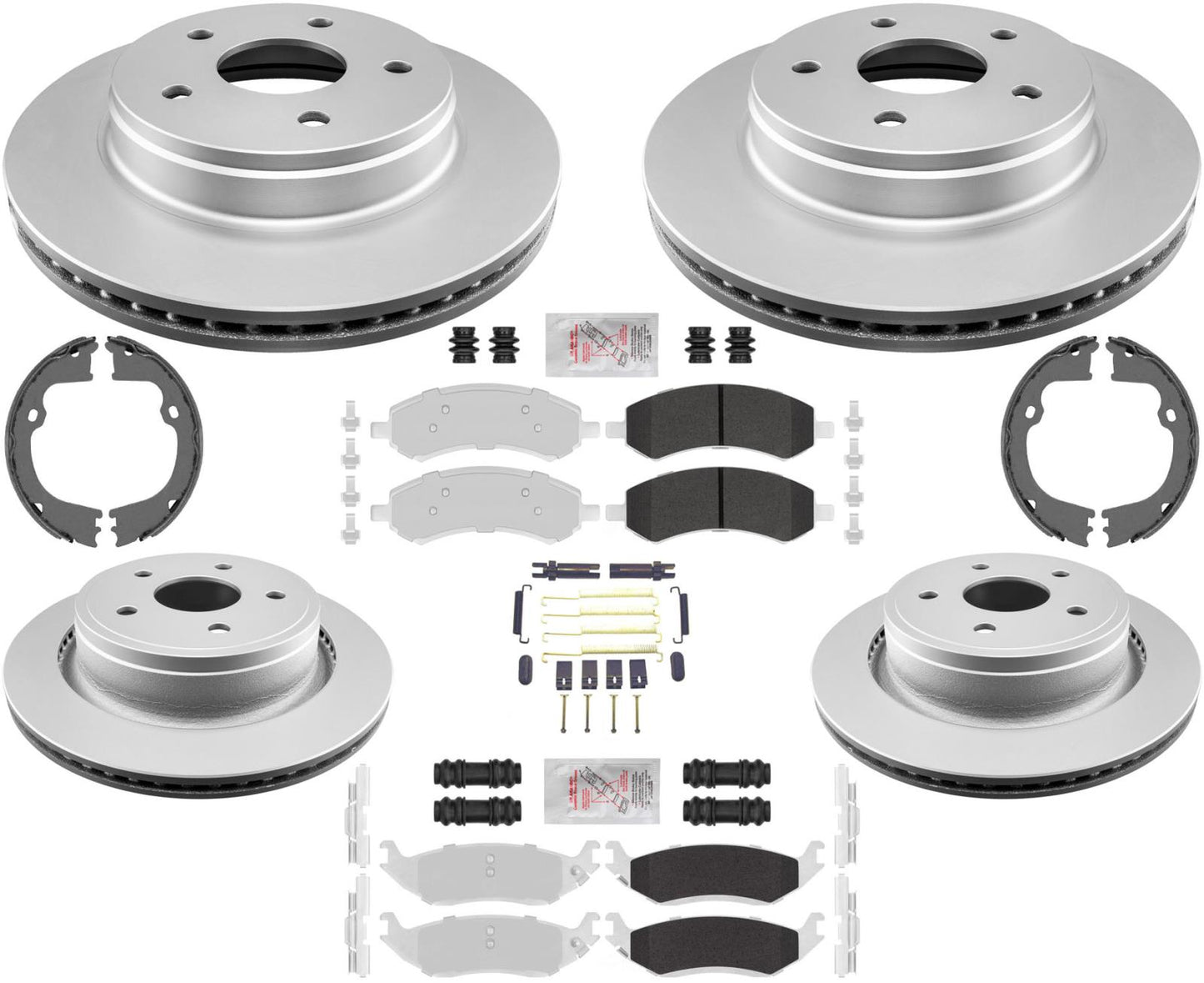 Front & Rear Coated Brake Rotors Brake Pads & Shoes For RAM 1500 Classic 2019-24