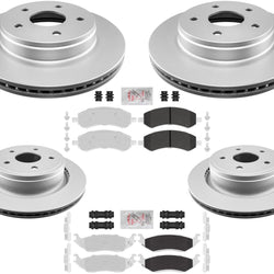 Front & Rear Coated Brake Rotors Max Duty Brake Pads For RAM 1500 Classic 19-24
