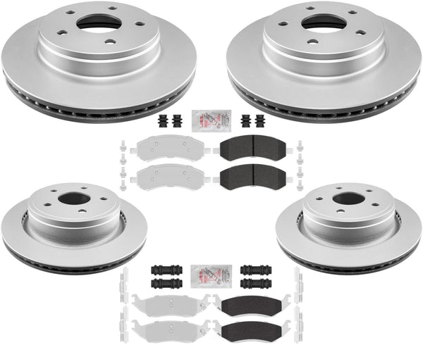 Front & Rear Coated Brake Rotors Max Duty Brake Pads For RAM 1500 Classic 19-24