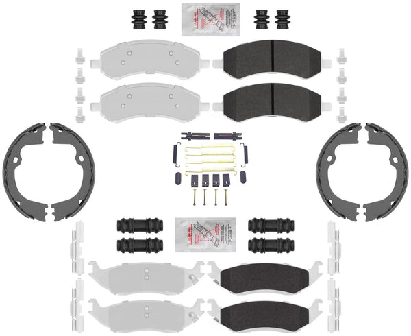 Front & Rear Max Duty Brake Brake Pads & Shoes For RAM 1500 Classic 2019-2024