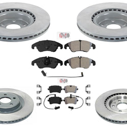 F&R Coated Front Disc Brake Rotors Pads For Audi A6 2014 2015 with 345MM Rotors