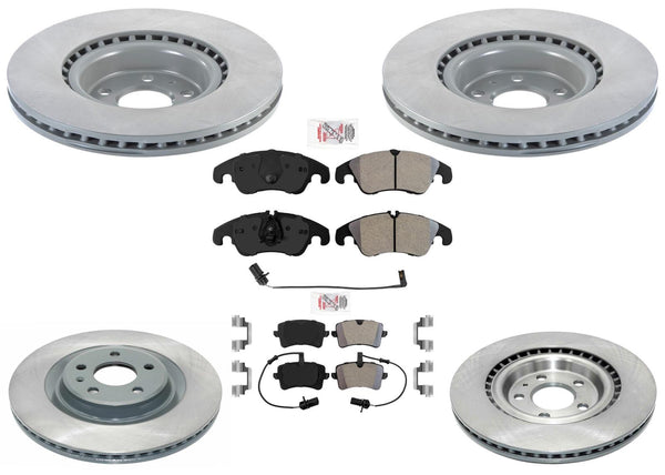 F&R Coated Front Disc Brake Rotors Pads For Audi A6 2014 2015 with 345MM Rotors
