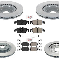 F&R Coated Front Disc Brake Rotors Pads For Audi S4 2012-2016 with 345MM Rotors