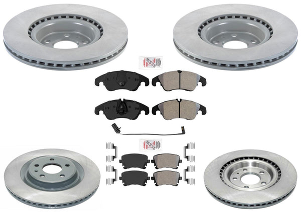 F&R Coated Front Disc Brake Rotors Pads For Audi S4 2012-2016 with 345MM Rotors