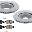 Front Coated Front Disc Brake Rotors Pads For Audi A6 2014 2015 w/ 345MM Rotors