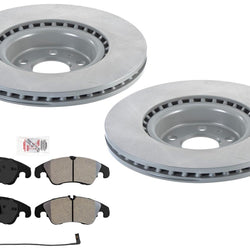 Front Coated Front Disc Brake Rotors Pads For Audi A6 2014 2015 w/ 345MM Rotors
