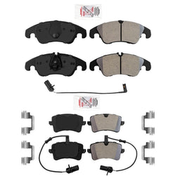 Front & Rear Disc Brake Pads Set For Audi A6 2014 2015 with 345MM Rotors