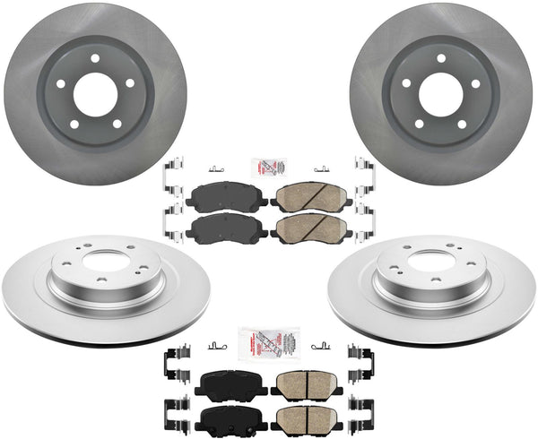 Front & Rear Coated Rotors & Pads For Outlander 17-21 W/ Manual Parking Brake