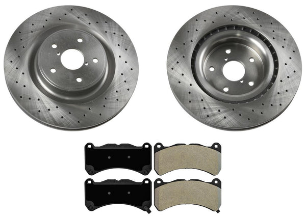 Drilled Front Disc Brake Rotors Disc Brake Pads for Subaru WRX STi 2018-2021