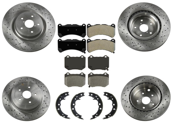 Drilled Front & Rear Disc Brake Rotors Brake Pads for Subaru WRX STi 2018-2021