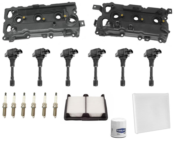 Engine Valve Covers Ignition Coils Tune Up Kit For Infiniti M35 3.5L 2009 2010