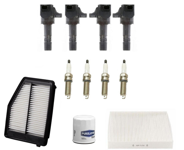 Oil Cabin Air Filters Coils & Iridium Spark Plugs For Honda Civic 1.8L 2012-2015