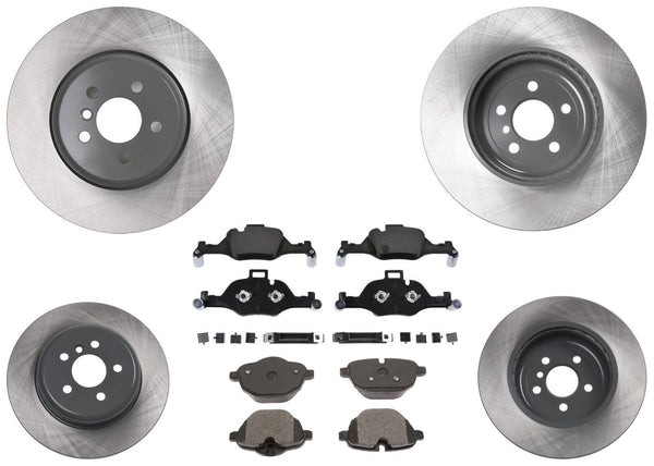 Coated Front & Rear Disc Brake Rotors & Brake Pads for 530I 530e 18-2022 348MM