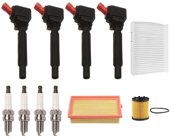 Ignition Coils Spark Plugs Air Cabin & Oil Filters For Fiat 500L 1.4L 2014-2020