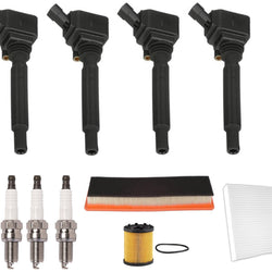 Ignition Coils Spark Plugs Tune Up Kit For Fiat 500 1.4L Turbo 2012 2014 2017