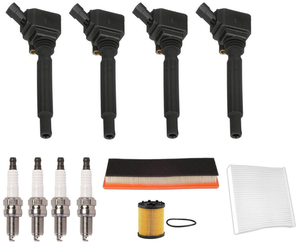 Ignition Coils Spark Plugs Tune Up Kit For Fiat 500 1.4L Turbo 2012 2014 2017