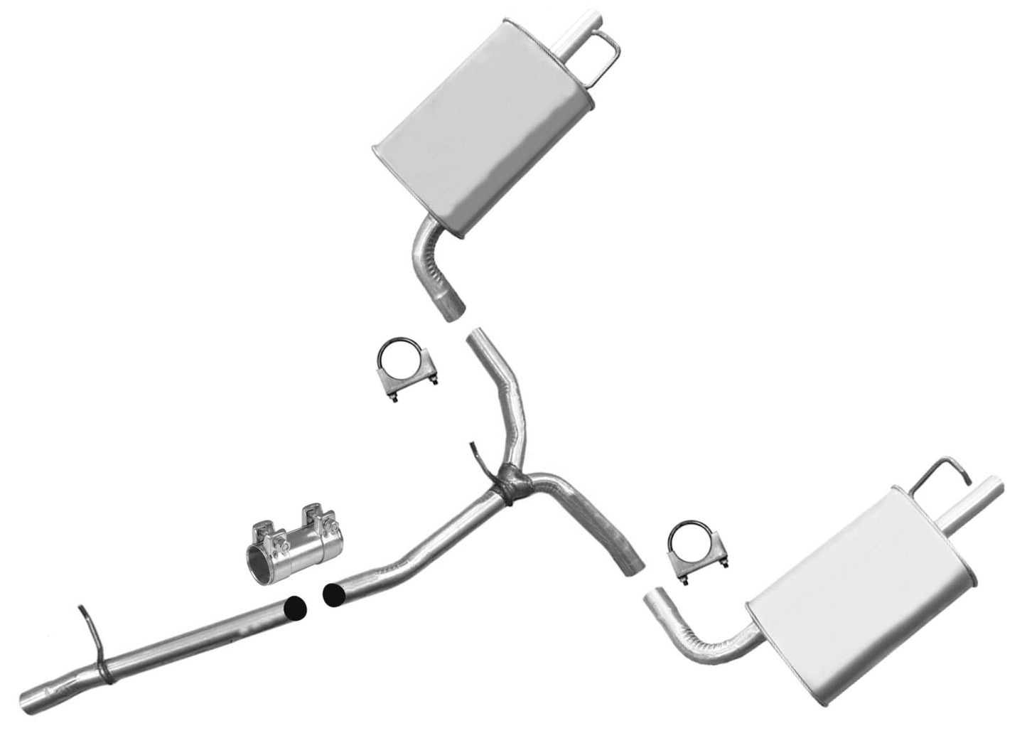 Weld on Y Pipe Dual Muffler System For Ford Flex 13-19 3.5L Natural Aspirated