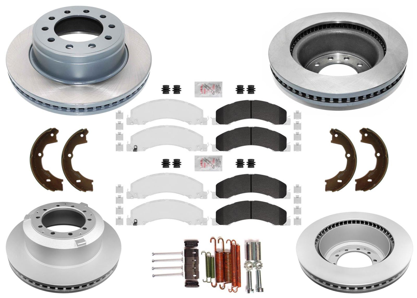 F&R Coated Disc Brake Rotors Fleet Galvanized Pads for Ram 4500 5500 2008-2024