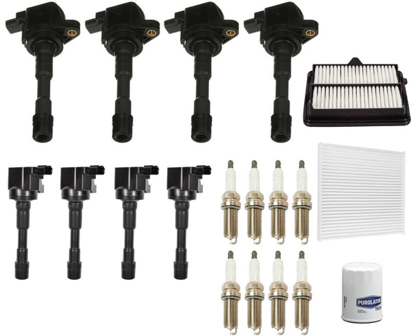Front & Rear Ignition Coils Spark Plugs Tune Up Kit For Civic 1.5L 2012-2015
