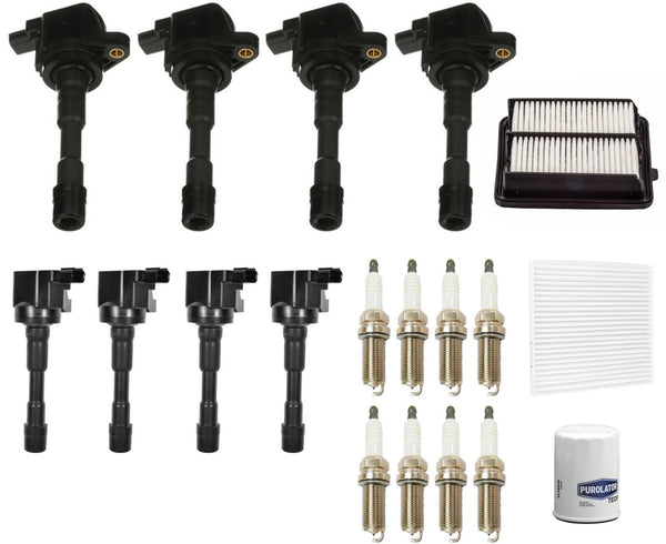 Front & Rear Ignition Coils & Spark Plugs Tune Up Kit For Insight 1.3L 2010-2014