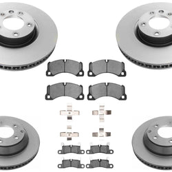 Coated F&R Disc Brake Rotors Brake Pads for Porsche Cayenne 2011-2018 3.0L 3.6L