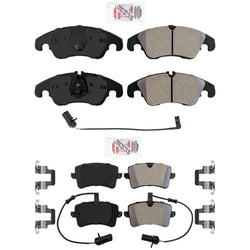 Front & Rear Semi Metallic Disc Brake Pads Sensor for Audi A6 2012 2013 2.0L