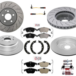 Drilled Front & Rear Brake Disc Rotors Pads for Mercedes Benz C300 2013 2014